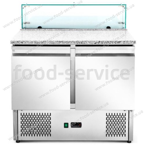 Саладета Hurakan HKN-PZLGV2S 2-х дверна з гранітною поверхнею і склом